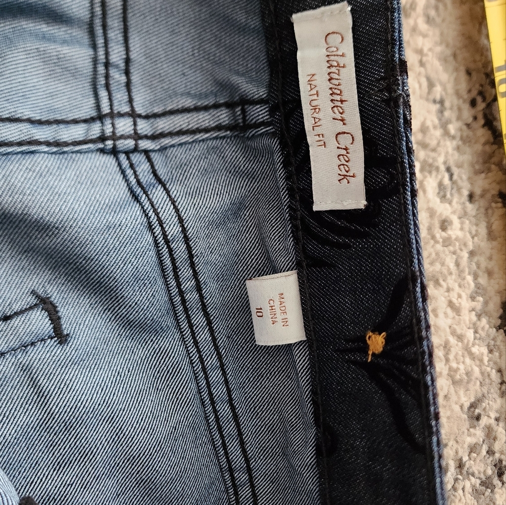 Coldwater Creek Natural Fit Velvet Printed Jeans Womens Size 10 Boho Chic - Picture 6 of 8